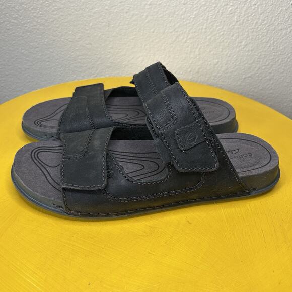 Clarks Crestview Men’s Size 8.5 Leather Extreme Comfort Black Easy Slide Sandals main image 14